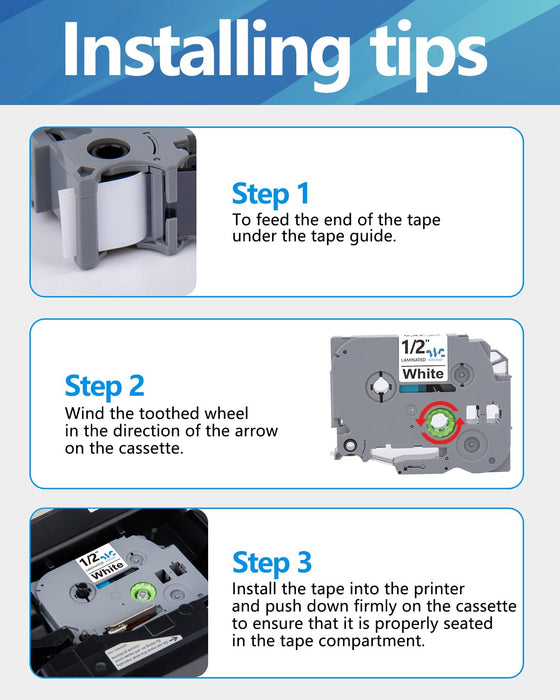 Weemay 10 Pack TZe-231 Compatible for Brother Label Maker Laminated 12mm 0.47 Inch Black on White TZ Label for PT-D200 PTD220 PTD600 PT-D410 PTH110BP Printer, 0.47" x 26.2'