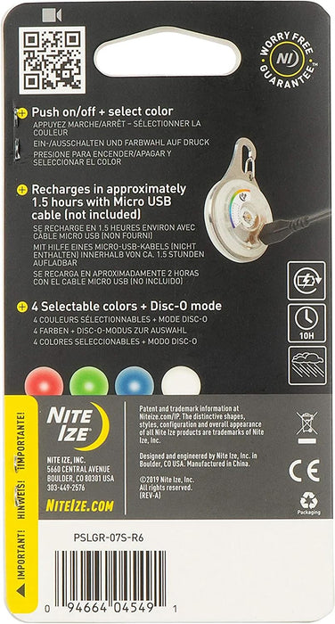 Nite Ize Spotlit XL LED Collar Light, Carabiner Clip Dog Light, USB Rechargeable, Disc-O Select Color-Changing Light