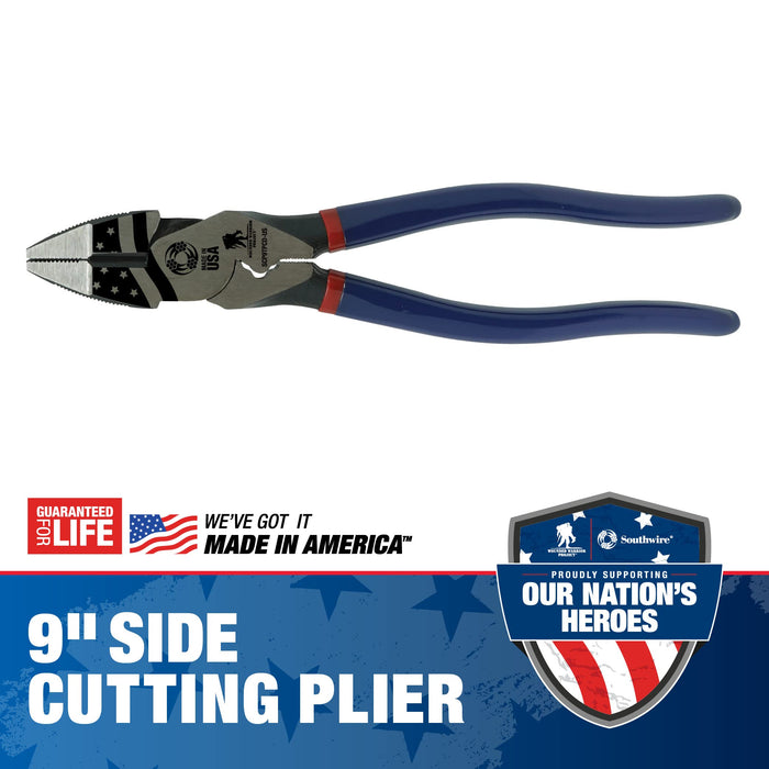 Southwire - 64807340 Tools & Equipment SCP9TPCD-US 9"" High-Leverage Side Cutting Pliers Fish Tape Puller & Crimper W/Dip Grip