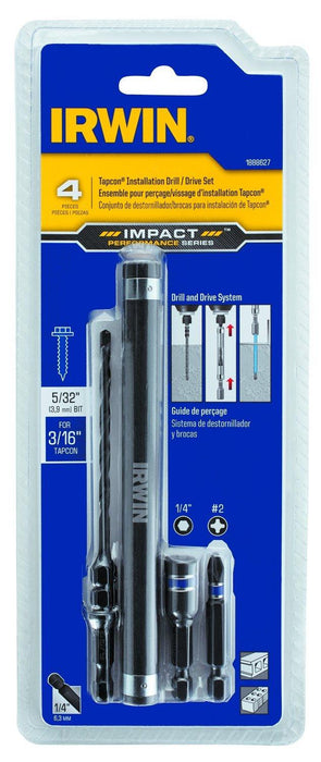 IRWIN Tools 1881080 Impact Performance Series Concrete Screw Drill-Drive Installation Set for 3/16-Inch and 1/4-Inch Screws