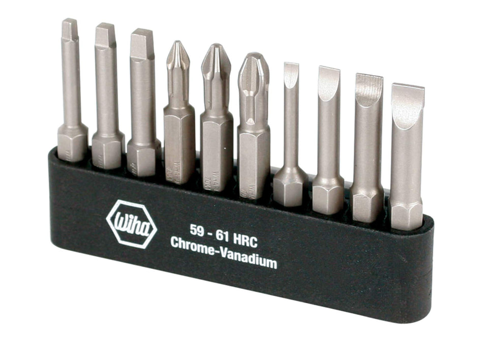 WIHA 74988 Slotted Phillips and Square Power Bit Set with Holder, 10-Piece