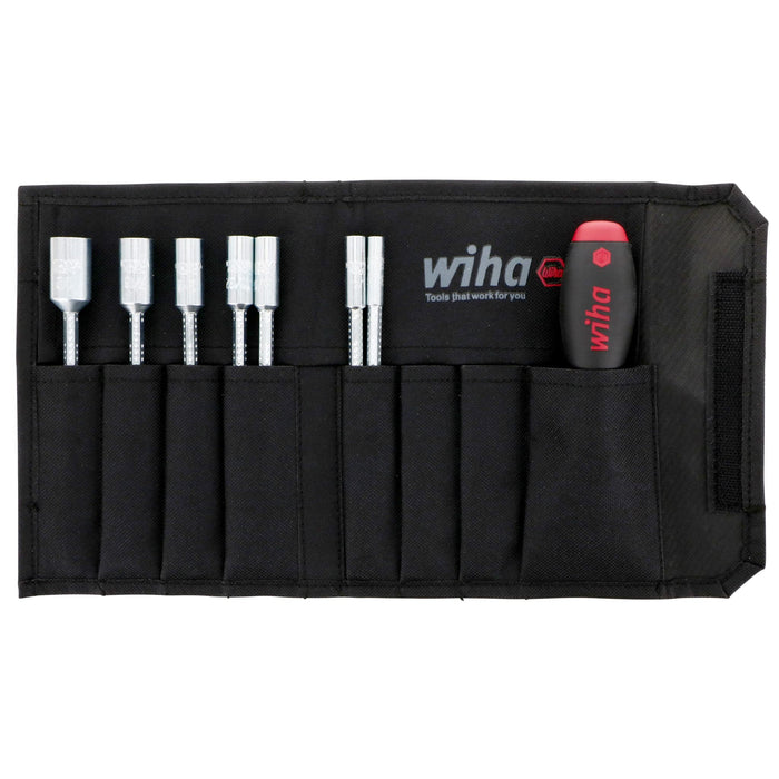 Wiha 28196 Drive-Loc VI Nut Drivers Interchangeable Blade Set in Durable Pouch, 8-Piece