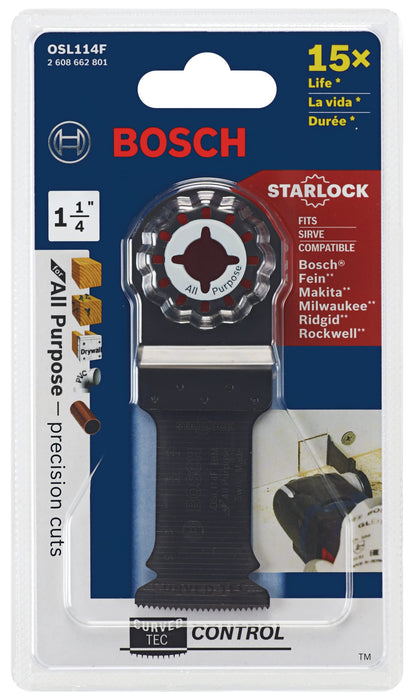 BOSCH Starlock Oscillating Multi Tool All Purpose Bi-Metal Plunge Cut Blade for Applications in Wood, Wood with Nails, Drywall, PVC, Metal (Nails and Staples)