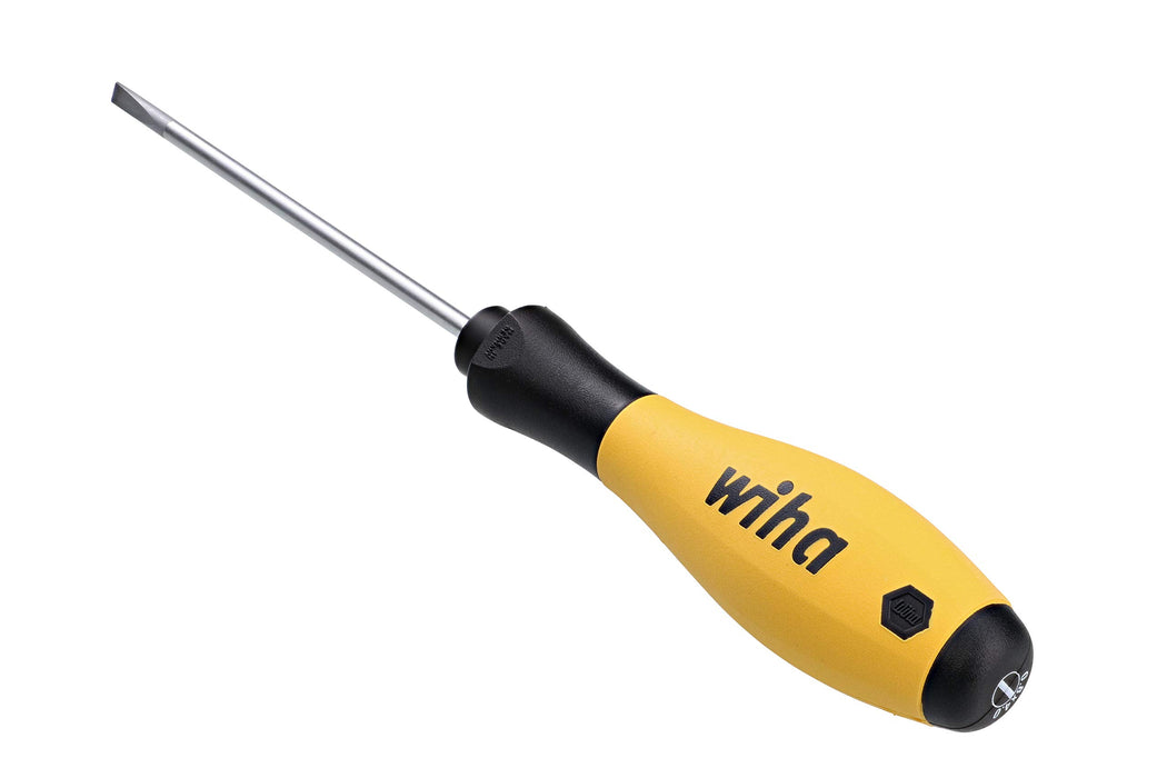 Wiha 30244 Slotted Screwdriver, ESD Safe with SoftFinish Handle, 4.0mm