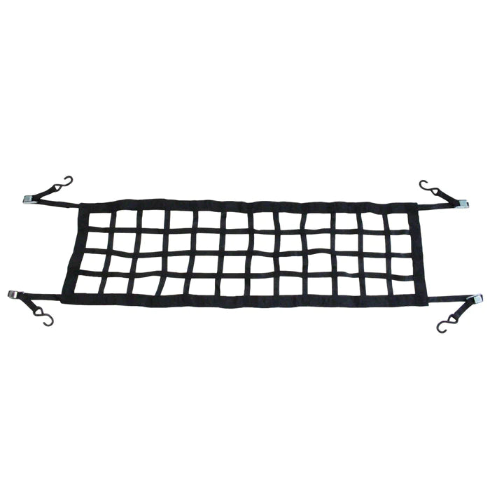 Heavy Duty 50" x 16" Tailgate Net with 1" Cam Buckle Adjustable Tie-Downs in Black, 1,500 LBS