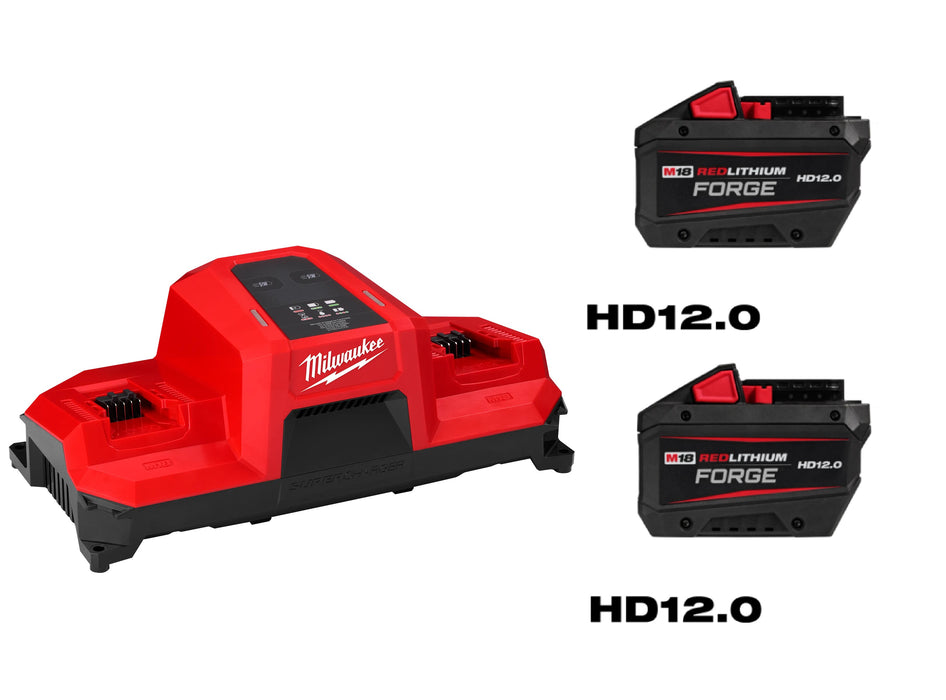 M18 Dual Bay Simultaneous Super Charger with 2-Pack Forge 12 Ah XC12.0 Battery Bundle