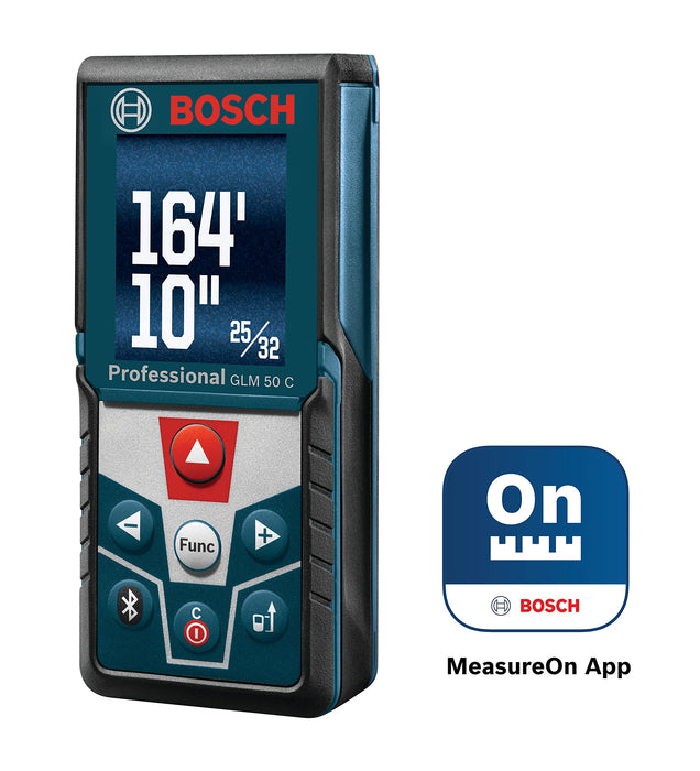 BOSCH Blaze GLM50C Bluetooth Enabled 165ft Laser Distance Measure with Color Backlit Display