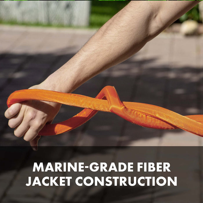 Aqua Joe AJFJH75-34-CTR Kink-Free Contractor Grade FiberJacket Garden Hose, 3/4-in Max. Water Flow, 650-PSI Burst Rating, BPA/Phthalate, Drinking Safe, For Garden, Auto Care, 75Ft, Orange