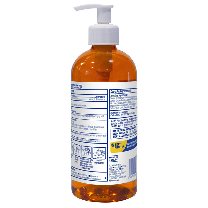 Zep Industrial Antibacterial Hand Soap - 16.9 Ounce (Case of 12) R46124 - Mild Formula, Removes Dirt and Soils From Hands