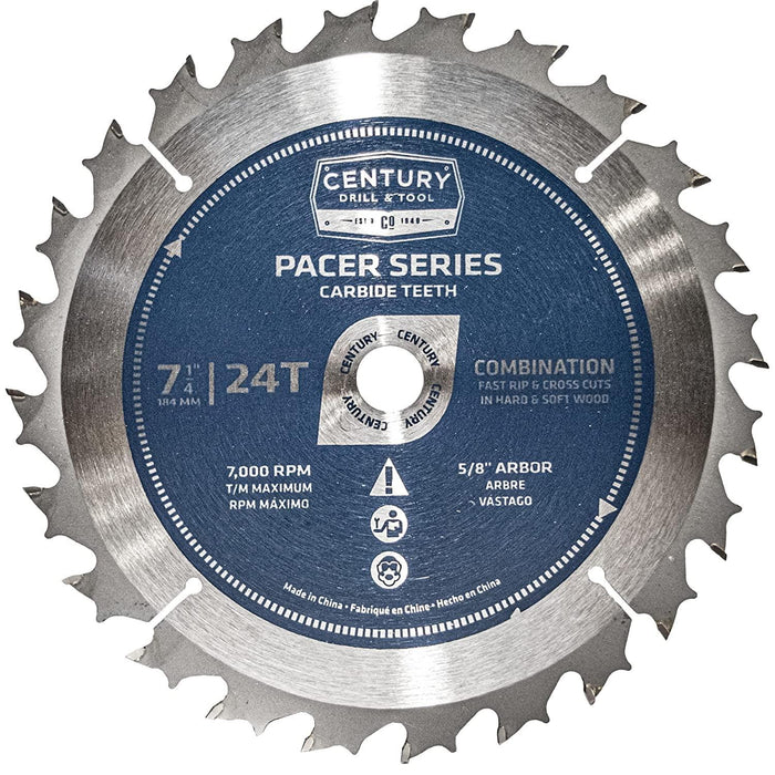 Century Drill & Tool 09303 Economy Carbide Circular Saw Blade, 7-1/4" 24T