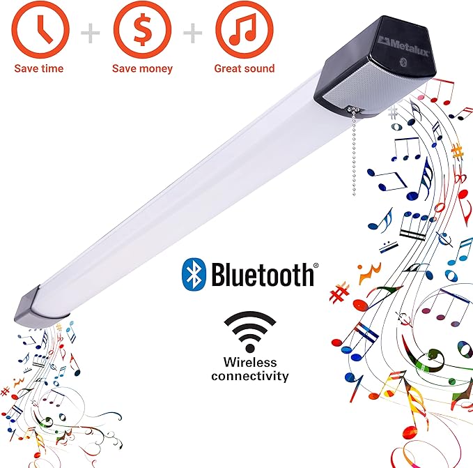 EATON Lighting 4SHP3240BTS 3400 lm LED Shop Light with Bluetooth Speakers, 43"