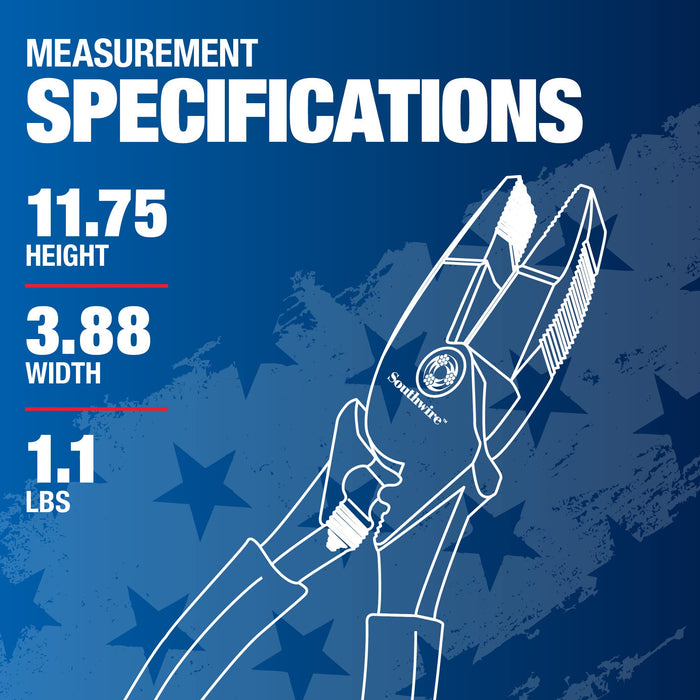 Southwire - 64807340 Tools & Equipment SCP9TPCD-US 9"" High-Leverage Side Cutting Pliers Fish Tape Puller & Crimper W/Dip Grip