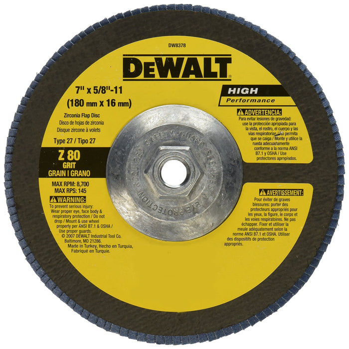 DEWALT DW8378 7-Inch by 5/8-Inch-11 80g type 27 HP Flap Disc