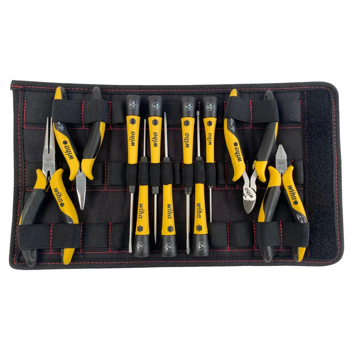 11 PIECE ESD SAFE PICOFINISH PRECISION SCREWDRIVERS AND PLIERS SET IN POUCH