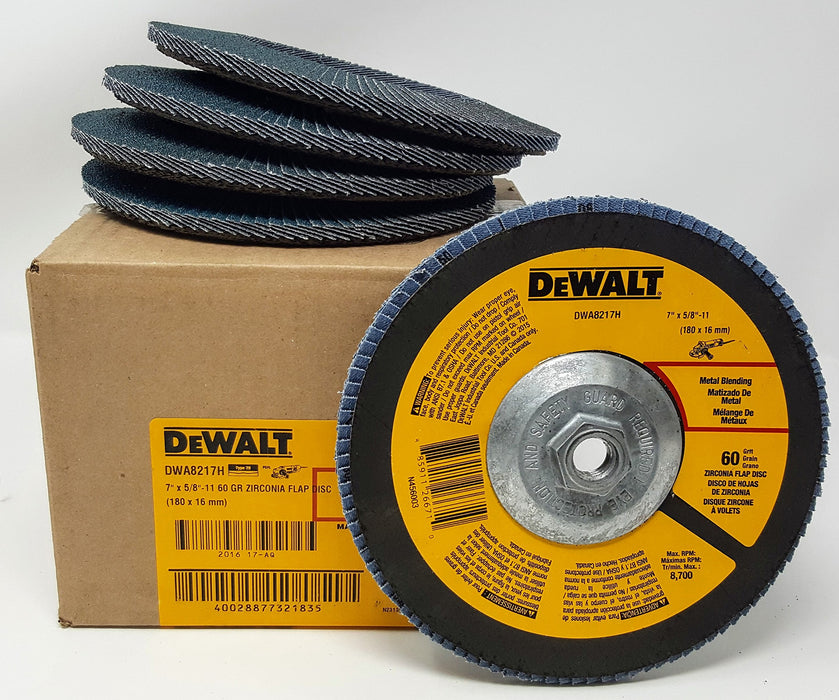 DEWALT DWA8217H 7" X 5/8"-11 Thread T29 60 GRIT FLAP DISCS