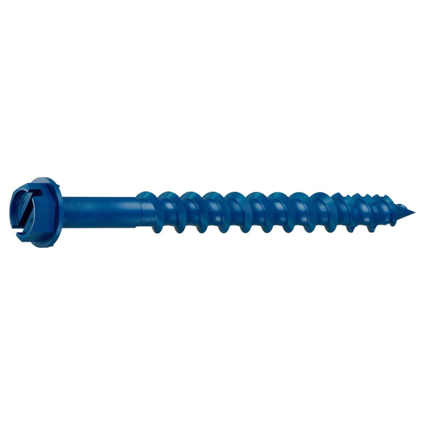 Tapcon 1/4-inch x 2-3/4-inch Climaseal Blue Slotted Hex Head Concrete Screw Anchors With Drill Bit - 100 pcs