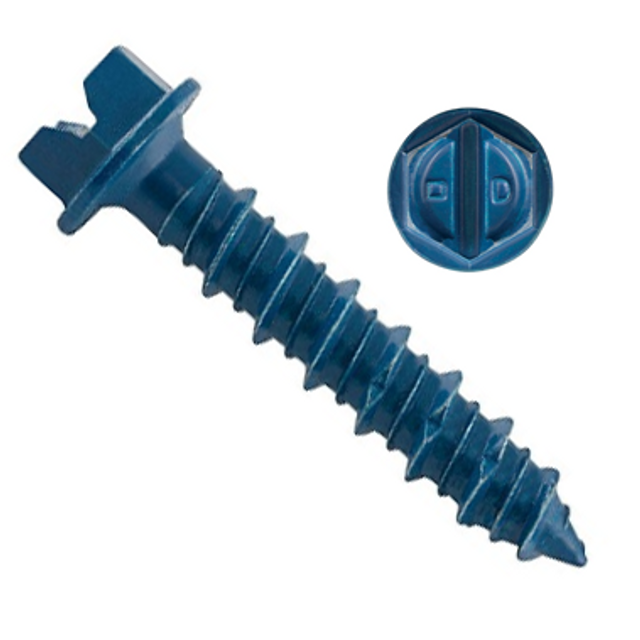 Tapcon 1/4-inch x 1-1/4-inch Climaseal Blue Slotted Hex Head Concrete Screw Anchors With Drill Bit - 100 pcs