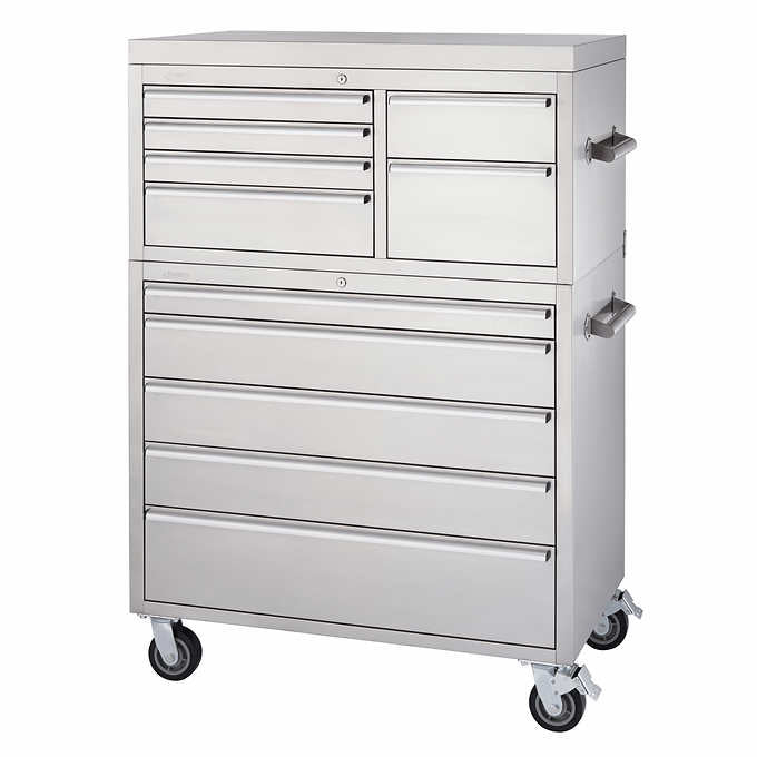 43"x 25" 11-Drawer Stainless Steel Tool Chest