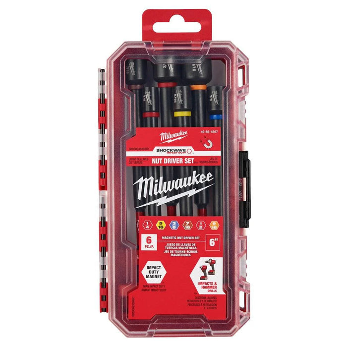 Milwaukee SHOCKWAVE Impact Duty 6 Inch Magnetic Nut Driver Set, 6 Piece 49-66-4567