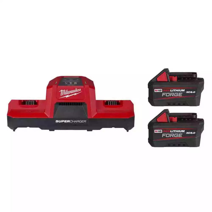 M18 Dual Bay Simultaneous Super Charger with 2-Pack Forge 6 Ah XC6.0 Battery Bundle