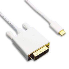 USB-C video cable, USB-C device to DVI display, 3 foot, white