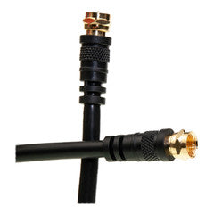 F-pin RG6 Coaxial Cable, Black, F-pin Male, 6 foot