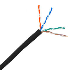 Cat5e Black Copper Ethernet Cable, Stranded, UTP (Unshielded Twisted Pair), POE Compliant, Pullbox, 1000 foot