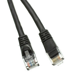 Cat5e Black Copper Ethernet Patch Cable, Snagless/Molded Boot, POE Compliant, 1 foot