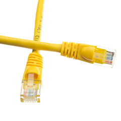 Cat5e Yellow Copper Ethernet Patch Cable, Snagless/Molded Boot, POE Compliant, 14 foot