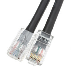 Cat5e Black Copper Ethernet Patch Cable, Bootless, POE Compliant, 10 foot