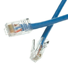 Cat5e Blue Copper Ethernet Patch Cable, Bootless, POE Compliant, 100 foot