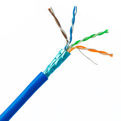 Plenum Cat5e Bulk Cable, Blue, Solid, Shielded, CMP, 24 AWG, Spool, 1000 foot