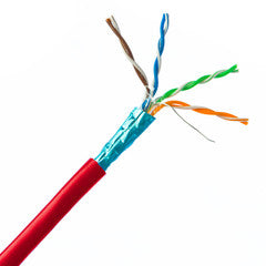 Shielded Cat5e Red Solid Copper Ethernet Cable, F/UTP, POE Compliant, Pullbox, 1000 foot