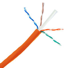 Bulk Cat6 Orange Ethernet Cable, Stranded, UTP (Unshielded Twisted Pair), Pullbox, 1000 foot