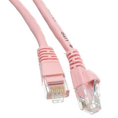 Cat6 Pink Copper Ethernet Patch Cable, Snagless/Molded Boot, POE Compliant, 7 foot