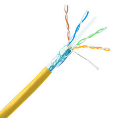 Shielded Cat6 Ethernet Cable, Solid 23 AWG Copper, POE Compliant, Yellow, Spool, 1000 foot