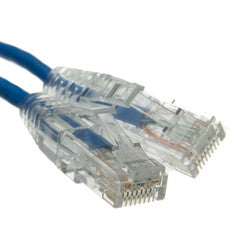 Slim Cat6a Blue Copper Ethernet Cable, 10 Gigabit, Snagless/Molded Boot, 500 MHz, 6 inch