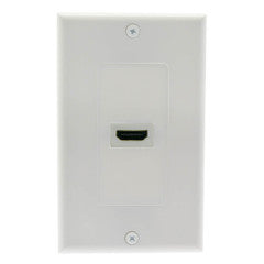 Wall Plate, White, Single HDMI Port with Strain Relief, HDMI Female