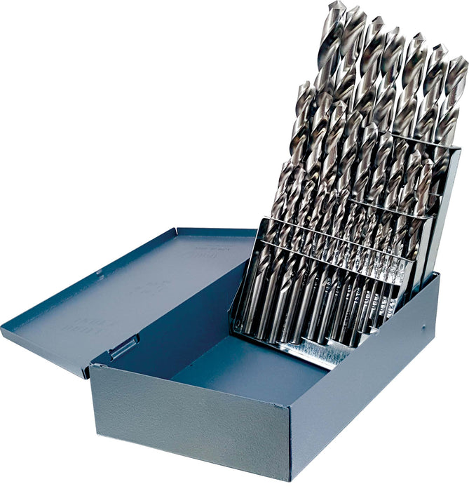  15pc 1/16-1/2X32 Titanium Nitride Coated For added wear resistance and better lubricity of tool surface which increases tool life and productivity, 118° Point Fractional Jobber Drill Sets Delivered in Huot Metal Case Made in the USA