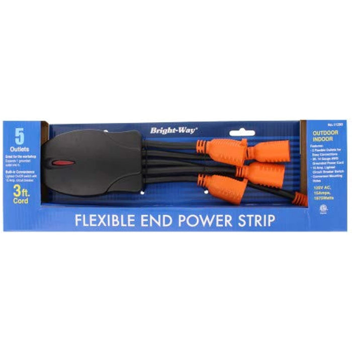 Bright-Way 11290 Flexible End Power Strip, Black