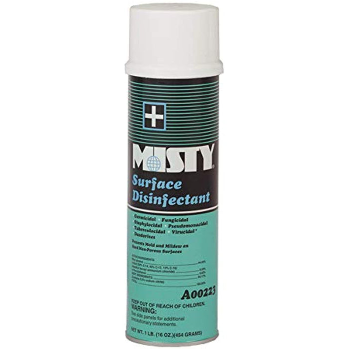 Misty Surface Disinfectant Spray Aerosol - 16 Ounce (Case of 12) 1001788 - Germicidal, Fungicidal, Virucidal and More