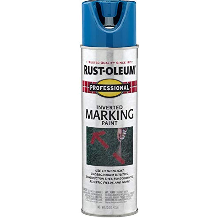 Rust-Oleum 2524838 Professional Inverted Marking Spray Paint, 15 oz, Caution Blue