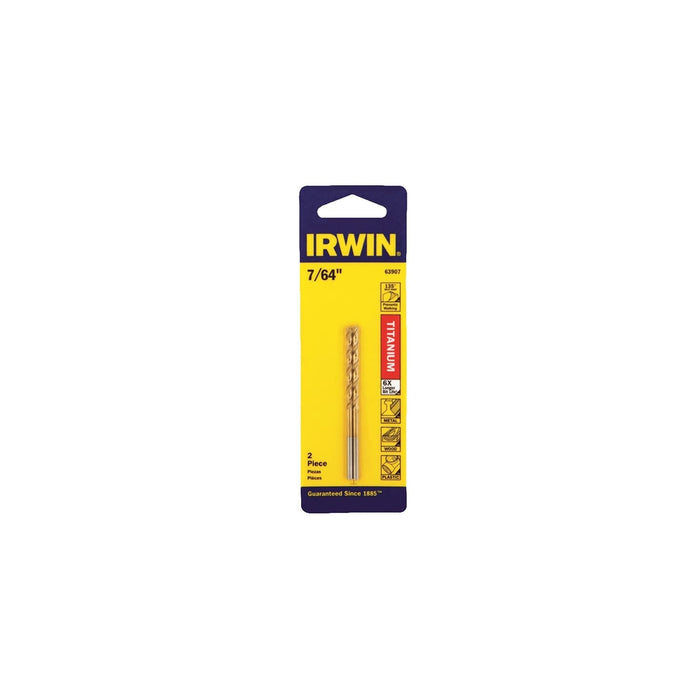 Irwin 63907 7/64" Titanium Nitride Coated High Speed Steel Drill Bit