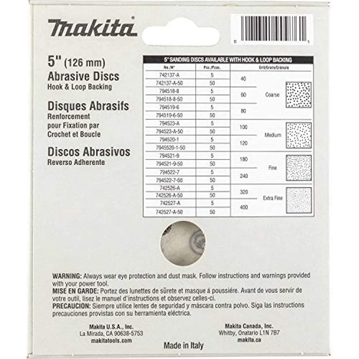 Makita 794521-9 5-Inch 180-Grit Abrasive Disc, 5 per package