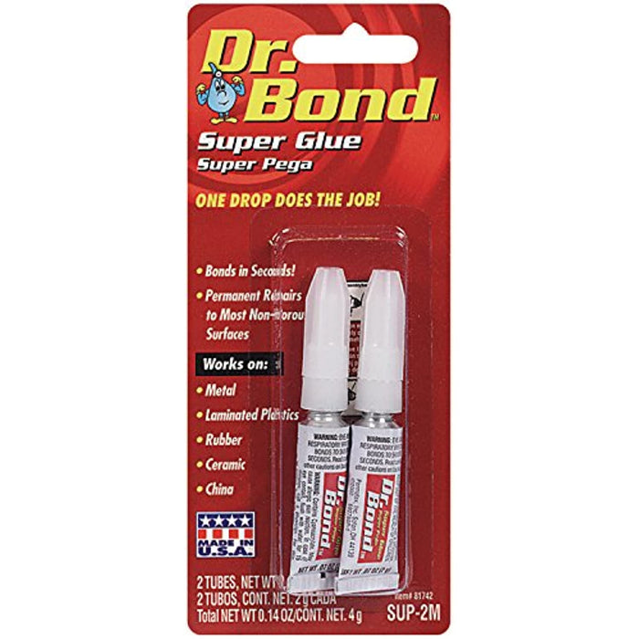 Permatex 81742 Dr. Bond Super Glue, 2 g Tube Space-Saver - 2 Pack