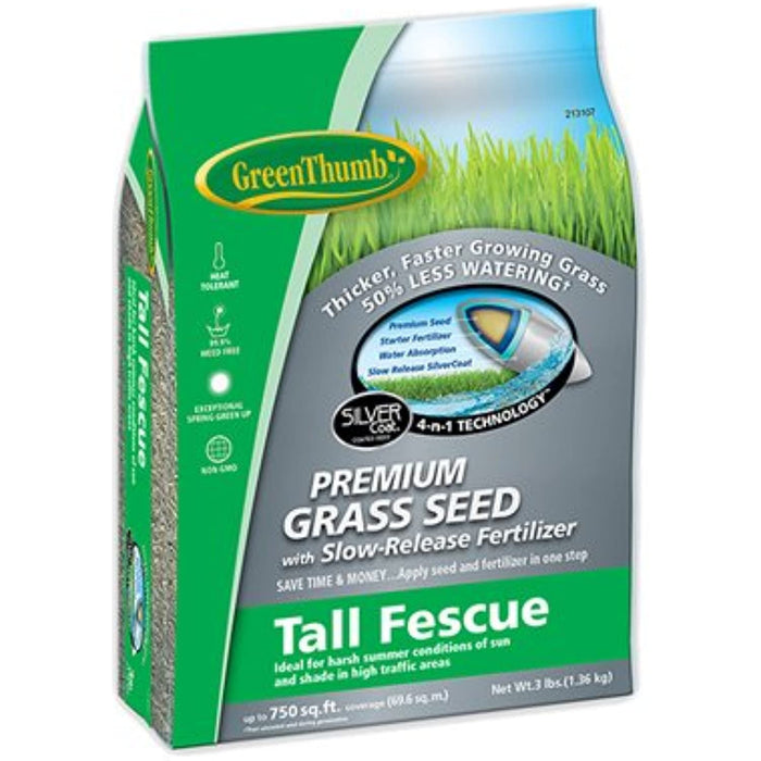 Green Thumb, 3 LB, Premium Coated Tall Fescue Seed