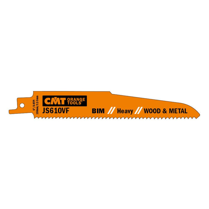 CMT USA, Inc. JS610VF-5 CMT 5-8 TPI Bimetal Reciprocating Saw Blades for Wood/Metal (5 Pack), 5"