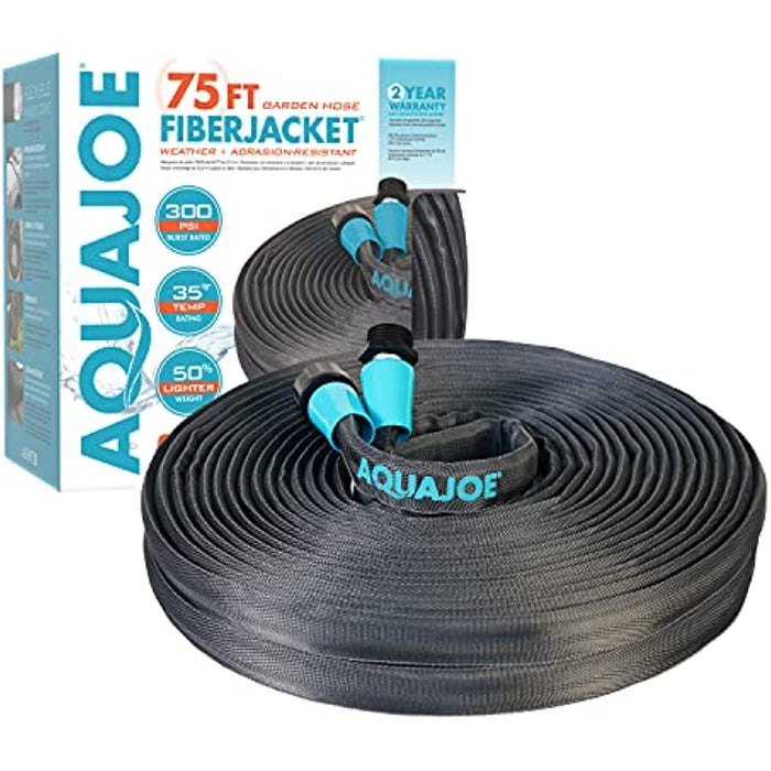 Aqua Joe AJFJH75B 75-Foot 1/2-Inch Ultra-Flexible Fiberjacket, 300 PSI Burst Rated, Kink Free Garden Hose
