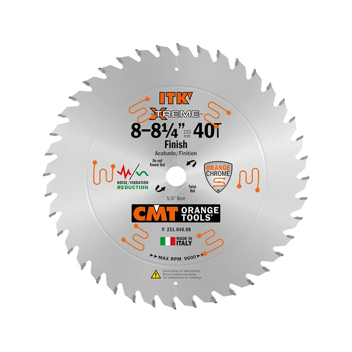 CMT 251.040.08 ITK Industrial Finish Saw Blade, 8-8-1/4-Inch x 40 Teeth 1FTG+4ATB Grind with 5/8-Inch<> Bore