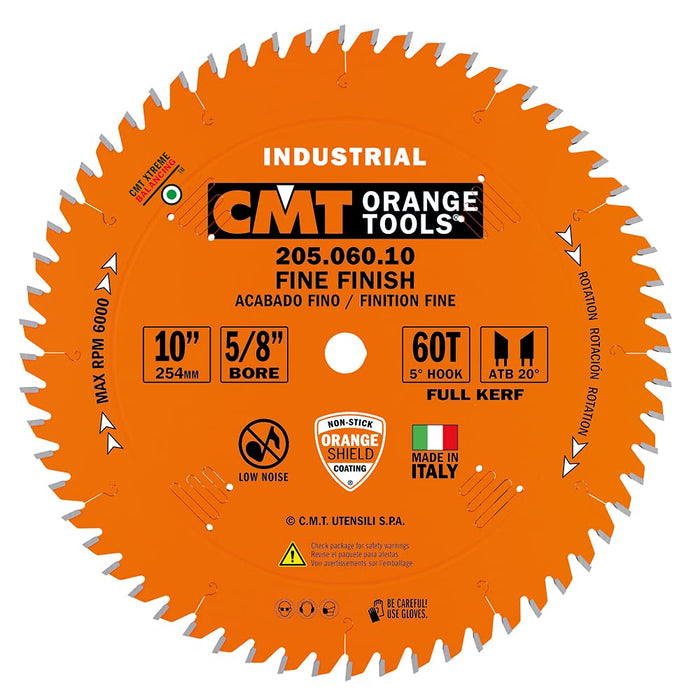 CMT 205.060.10 Industrial Cut-Off ATB Saw Blade, 10-Inch x 60 Teeth 20° ATB Grind with 5/8-Inch Bore, PTFE Coating